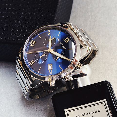 小資族推薦▼原廠公司貨RELAX TIME RT67 飛行者計時手錶-藍x銀/45mm RT-67-2