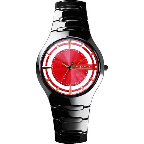 小資族推薦▼原廠公司貨RELAX TIME RT57 優雅鏤空陶瓷手錶-紅x黑/37mm RT-57-9