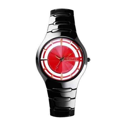 小資族推薦▼原廠公司貨RELAX TIME RT57 優雅鏤空陶瓷手錶-紅x黑/37mm (RT-57-9)