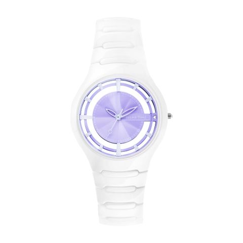 小資族推薦▼原廠公司貨RELAX TIME RT57 優雅鏤空陶瓷手錶-紫x白/37mm (RT-57-5)