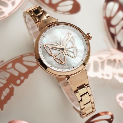 小資族推薦▼原廠公司貨RELAX TIME 年度設計錶款 蛻變系列 蝴蝶手錶-經典白 RT-95-1