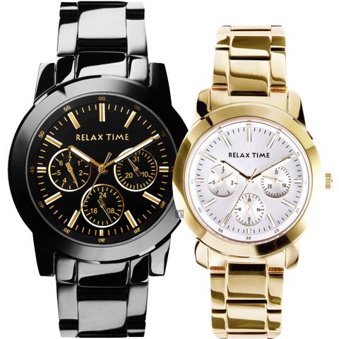Relax Time 金色閃爆你日曆情侶對錶-42+38mm (R0800-16-21X+R0800-16-30)