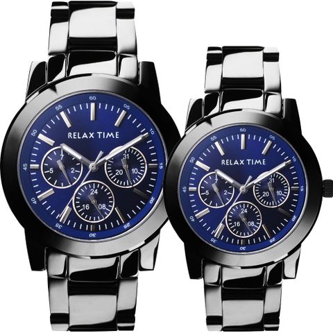 小資族推薦▼原廠公司貨Relax Time 夜空 日曆情侶手錶 對錶-藍 R0800-16-07X+R0800-16-07