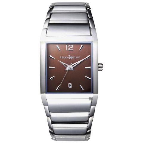 小資族推薦▼原廠公司貨RELAX TIME 復古簡約方型時尚手錶-咖啡x銀/30mm R0800-17-30M