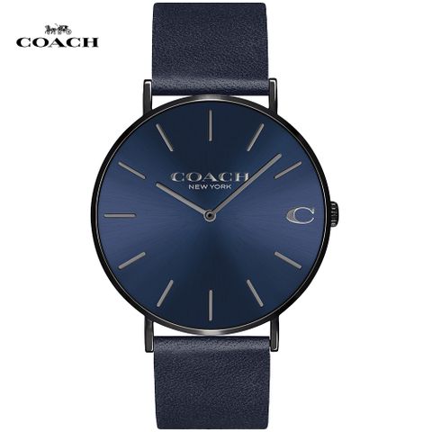 送限量贈品，送完為止COACH 經典Logo C 時尚腕錶/藍/41mm/CO14602472