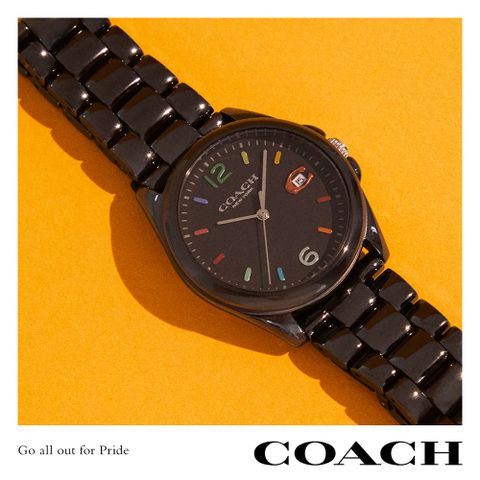 COACH 蔻馳 Greyson 彩色刻度C字陶瓷女錶-36mm 14503927