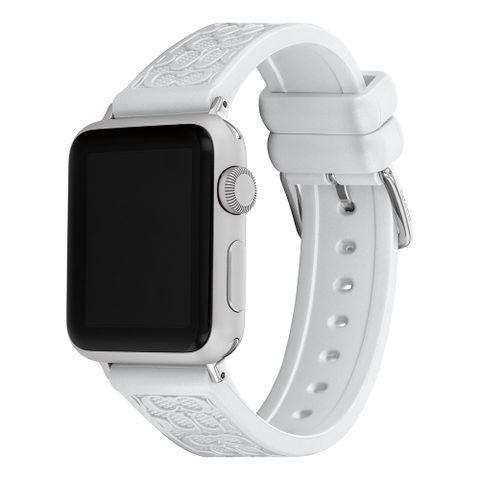 ▼Apple Watch 錶帶▼COACH Apple Watch 錶帶 38/40/41mm適用 白色珠光 矽膠錶帶(不含手錶)