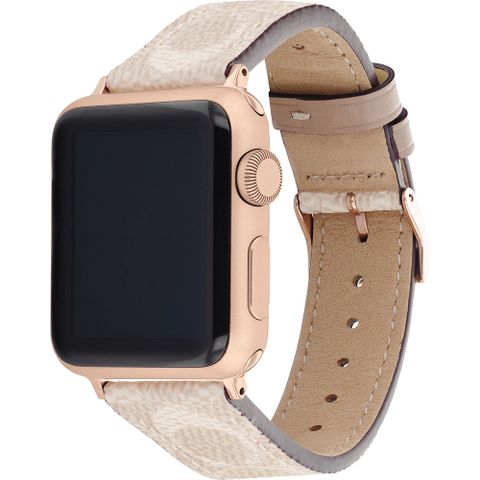 ▼Apple Watch 錶帶▼COACH Apple Watch 錶帶 38/40mm 適用 皮錶帶 - 淺色x玫瑰金(不含手錶)