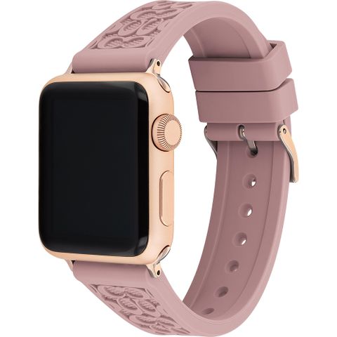 ▼Apple Watch 錶帶▼COACH Apple Watch 錶帶 38/40mm 適用 矽膠錶帶 - 煙燻粉x玫瑰金(不含手錶)