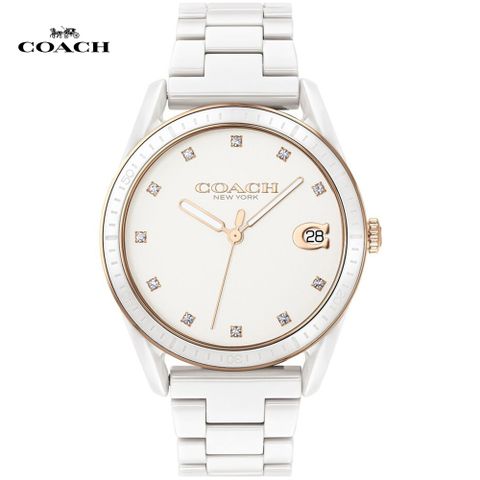 COACH 蔻馳 優雅晶鑽陶瓷腕錶/白/36mm/CO14503263