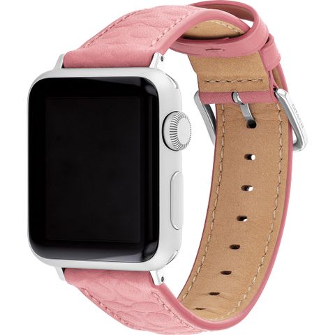 ▼Apple Watch 錶帶▼COACH Apple Watch 錶帶 38/40/41mm 適用 皮錶帶 - 粉紅C字壓紋(不含手錶)