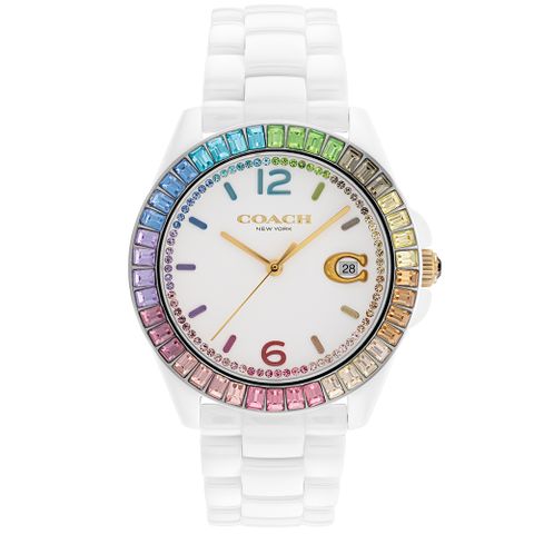 COACH 漾彩水晶陶瓷腕錶-36mm/白(14504019)