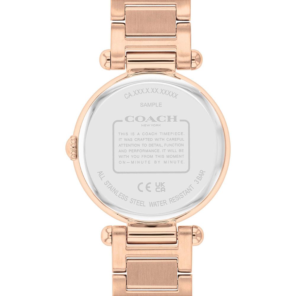 XXXXXSAMPLECOACHNEW YORKTHIS IS A COACH TIMEPIEIT WAS CRAFTED WITH CAREFULATTENTION TO DETAIL, FUNCTIONAND PERFORMANCE IT WILL BEWITH YOU FROM THIS MOMENTONMINUTE BY MINUTECE WATER RESISTANT BARALL STAINLESS STEEL