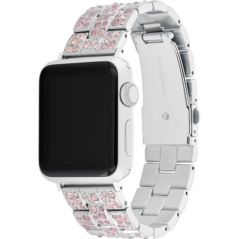 COACH 蔻馳 Apple Watch 錶帶 38/40/41mm 適用 漸層櫻花粉色水晶 不鏽鋼錶帶(不含手錶)