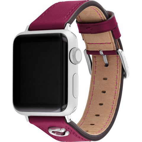 COACH 蔻馳 Apple Watch 錶帶 38/40mm 適用 C字皮錶帶 - 紫色(不含手錶)