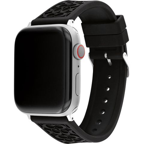 COACH 蔻馳 Apple Watch 錶帶 42/44/45mm 適用 矽膠錶帶 - 黑色(不含手錶)