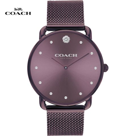 COACH 蔻馳 典雅山茶花米蘭帶腕錶/鐵灰/36mm/CO14504210