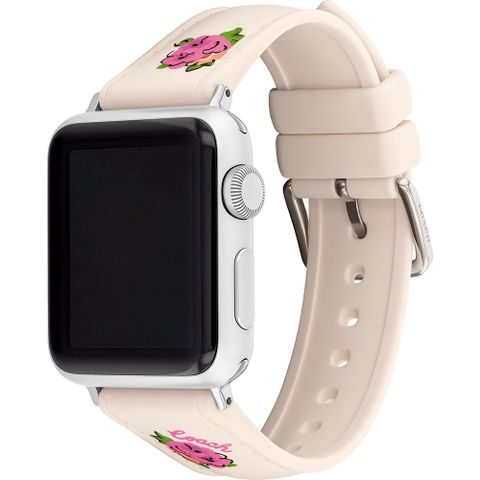 COACH 蔻馳 Apple Watch 錶帶 38/40/41mm適用 優雅花朵 矽膠錶帶(不含手錶)