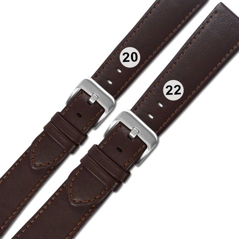 Watchband / 20.22 mm / 各品牌通用 義大利進口 微防水 牛皮錶帶 褐色 ＃213-CC-02