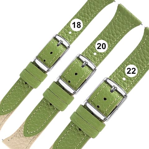 atchband / 18.20.22mm / 各品牌通用 經典色系 快拆型 雙色真皮錶帶 綠x米白色＃858-392T-GGN