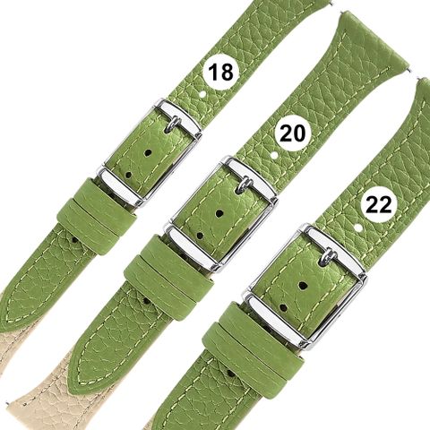 Watchband atchband / 18.20.22mm / 各品牌通用 經典色系 快拆型 雙色真皮錶帶 綠x米白色858-392T-GGN