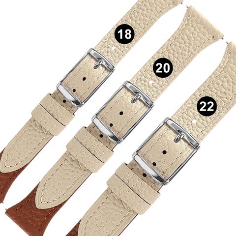 Watchband / 18.20.22mm / 各品牌通用 經典色系 快拆型 雙色真皮錶帶 棕x米白色858-392T-BN