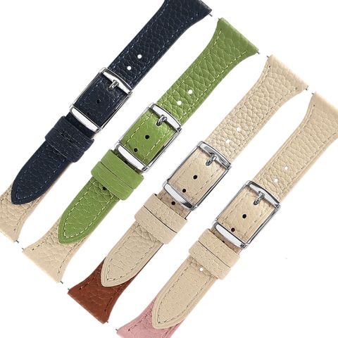 Watchband / 18.20.22mm / 各品牌通用 快拆 雙色真皮錶帶 粉/深藍/綠/棕色