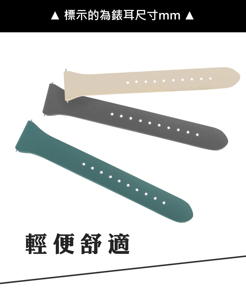 標示的為錶耳尺寸mm輕便舒適