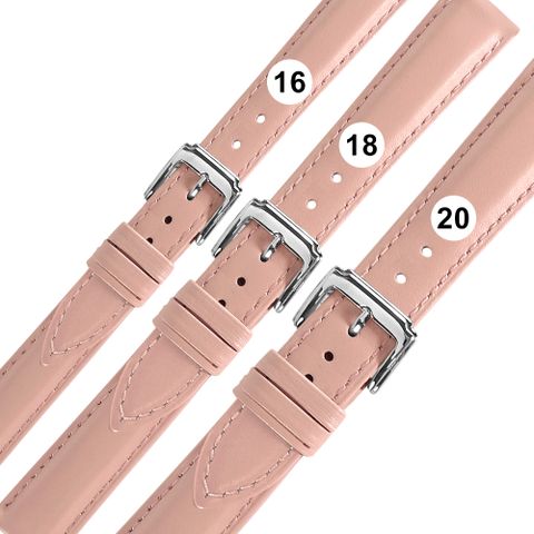 Watchband / 16.18.20mm / 各品牌通用 細緻柔軟 百搭款 真皮錶帶 櫻花粉色 / 601-B-15