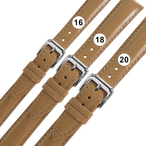 Watchband / 16.18.20mm / 各品牌通用 細緻柔軟 百搭款 真皮錶帶 奶茶色 / 601-B-03