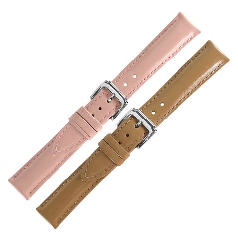 Watchband Watchband / 16.18.20mm / 各品牌通用 細緻柔軟 百搭款 真皮錶帶 櫻花粉色/奶茶色 / 601-B