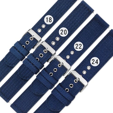 Watchband / 18.20.22.24 mm / 各品牌通用 快拆錶耳 休閒尼龍帆布錶帶 海軍藍804-32-BE-S