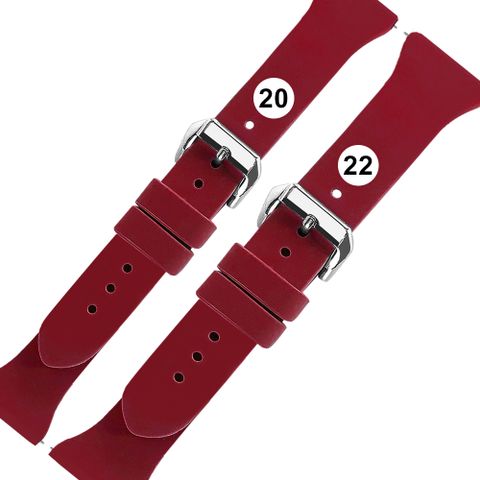 Watchband / 20.22mm / 各品牌通用 經典色系 快拆型 矽膠錶帶 深紅色 858-125T-DRD