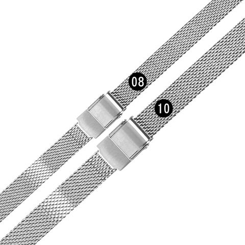 Watchband / 8.10mm / 各品牌通用 細緻透亮 輕巧耐用 米蘭編織不鏽鋼錶帶 銀色 ＃849-21-SR