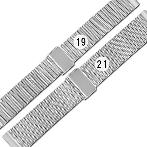 Watchband / 19.21mm / 各品牌通用 細緻透亮 快拆型 穿壓扣 米蘭編織不鏽鋼錶帶 銀色 #836-21-SR