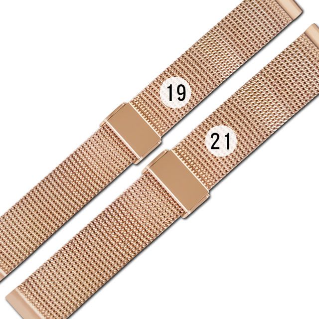 Watchband  / 19.21mm / 各品牌通用 細緻透亮 快拆型 穿壓扣 米蘭編織不鏽鋼錶帶 玫瑰金色 #836-21-RG