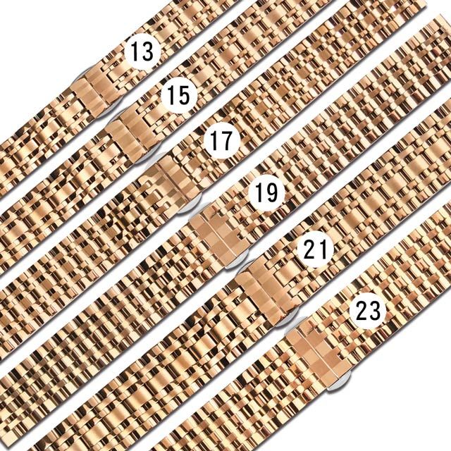 Watchband  / 13.15.17.19.21.23mm / 各品牌通用 亮光色澤 蝴蝶雙壓扣 不鏽鋼錶帶 玫瑰金色 #852-42-RG