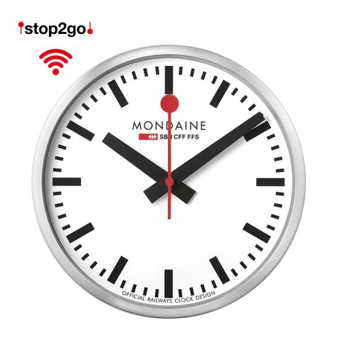MONDAINE 瑞士國鐵Smart Stop2go WIFI智能鐘 (25cm) 靜音掛鐘 自動對時