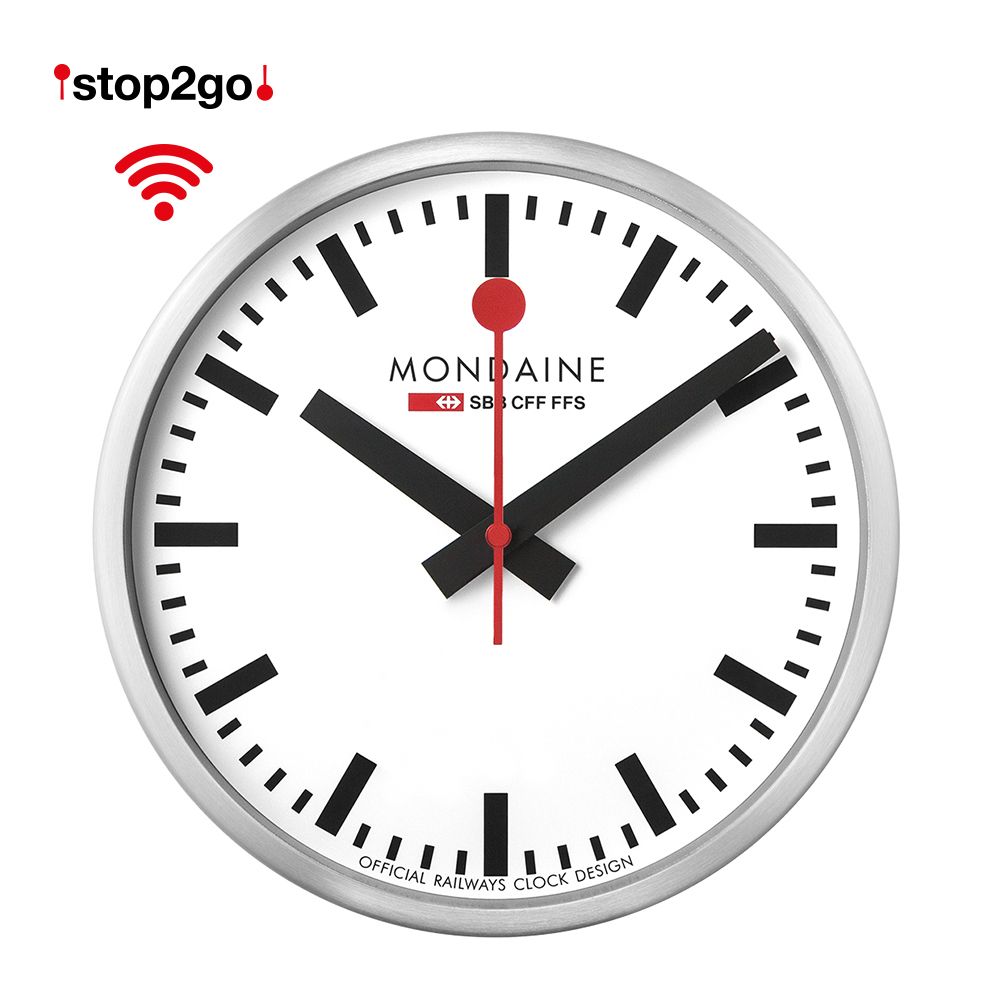 Mondaine 瑞士國鐵 Stop2go WiFi智能鐘/25cm 靜音鐘 自動對時 (CLOCK25S11)