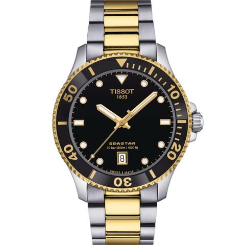 TISSOT 天梭 SEASTAR 1000 海星 300米防水錶 男錶 手錶-T1204102205100/雙色40mm