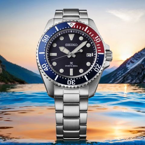 SEIKO 精工 PROSPEX 可樂圈太陽能200米潛水手錶-41mm(SNE595P1/V157-00A0B)