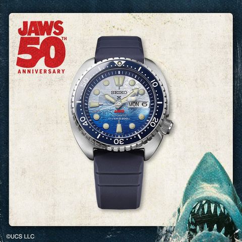 SEIKO 精工 Prospex JAWS 50週年限量 大白鯊聯名 200米潛水機械錶-45mm(SRPL81K1/4R36-17H0B)