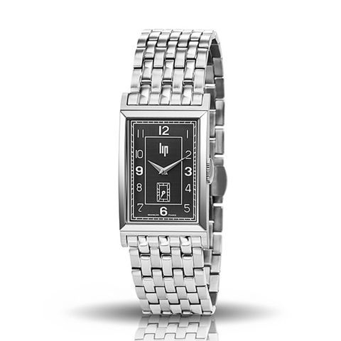 【lip】Churchill典藏方形時尚鋼帶石英腕錶-亮眼銀/671282