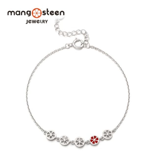 MANGO 【 steen】Bracelet韓國秘密愛戀時尚S925極光純銀鏤空款手鍊-點綴紅/MJ0011S-BWRE/台灣總代理公司貨