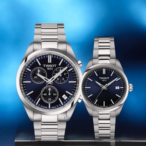 TISSOT 天梭錶 官方授權 PR 100 經典時尚對錶 手錶-T1504171104100+T1502101104100