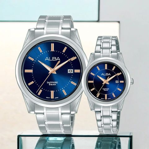 ALBA 雅柏 Prestige 簡約時尚大三針情侶手錶 對錶-41+30mm(AS9V23X1+AH7EE9X1)
