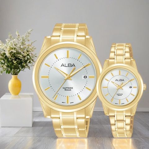 ALBA 雅柏 Prestige 簡約時尚大三針情侶手錶 對錶-41+30mm(AS9V18X1+AH7EE6X1)