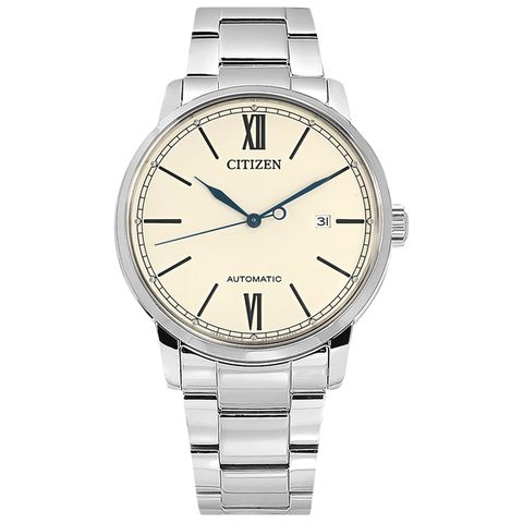 CITIZEN 星辰 / NJ0130-88A / 簡約時尚 機械錶 自動上鍊 日期 不鏽鋼手錶 米白色 42mm