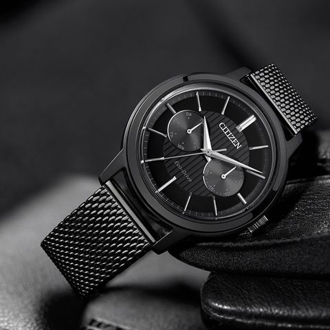 CITIZEN 星辰 光動能 雅痞雙眼Day-Date手錶-曜石黑/41mm BU4034-82E