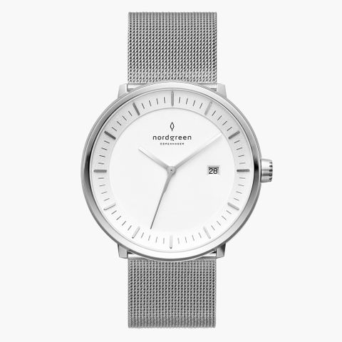 Nordgreen Philosopher哲學家 月光銀系列鈦鋼米蘭錶帶腕錶40mm(PH40SIMESIXX)
